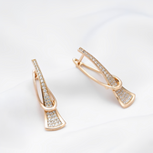 Women's Layered Earrings with Vertical Design and Decorative Stone Accents