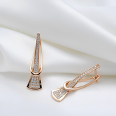 Women's Layered Earrings with Vertical Design and Decorative Stone Accents