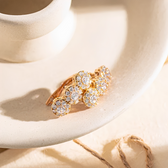 Women's Statement Earrings with Three-Layer Design and Central Stone Accent
