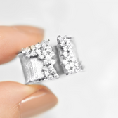 Women's Adjustable Open Statement Ring with Structured Band and Stone Accents