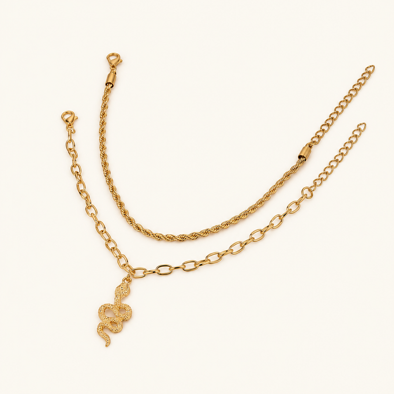 Women's Adjustable Anklet featuring Snake Design