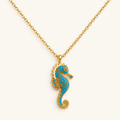 Women's Necklace Featuring a Seahorse Pendant with Ocean Theme