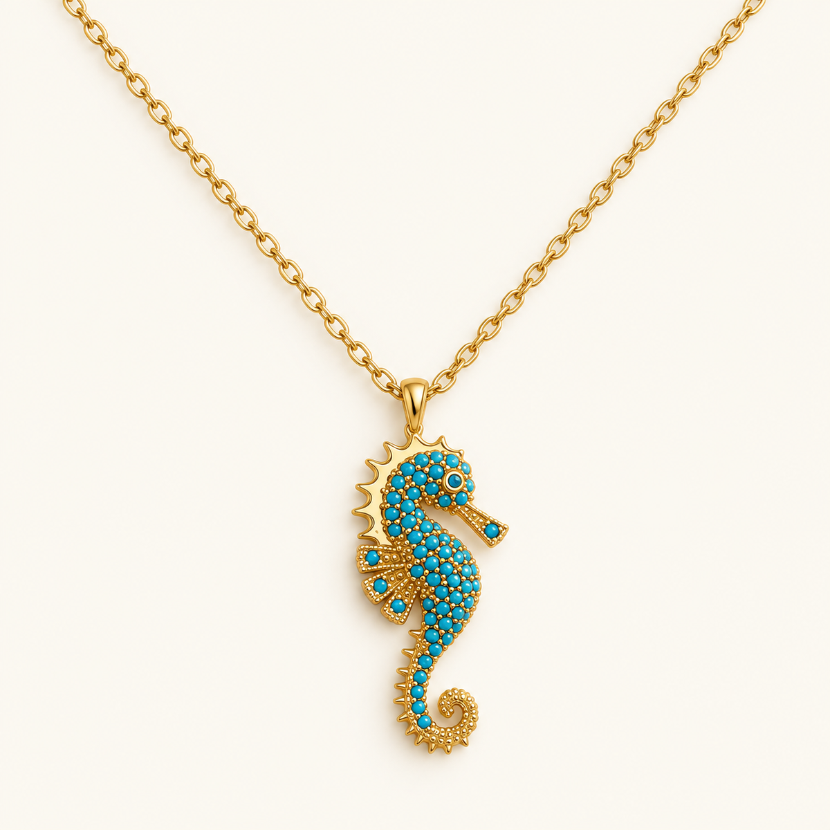 Women's Necklace Featuring a Seahorse Pendant with Ocean Theme
