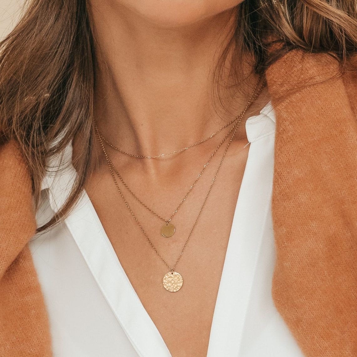 3-layer disc pendant necklace
