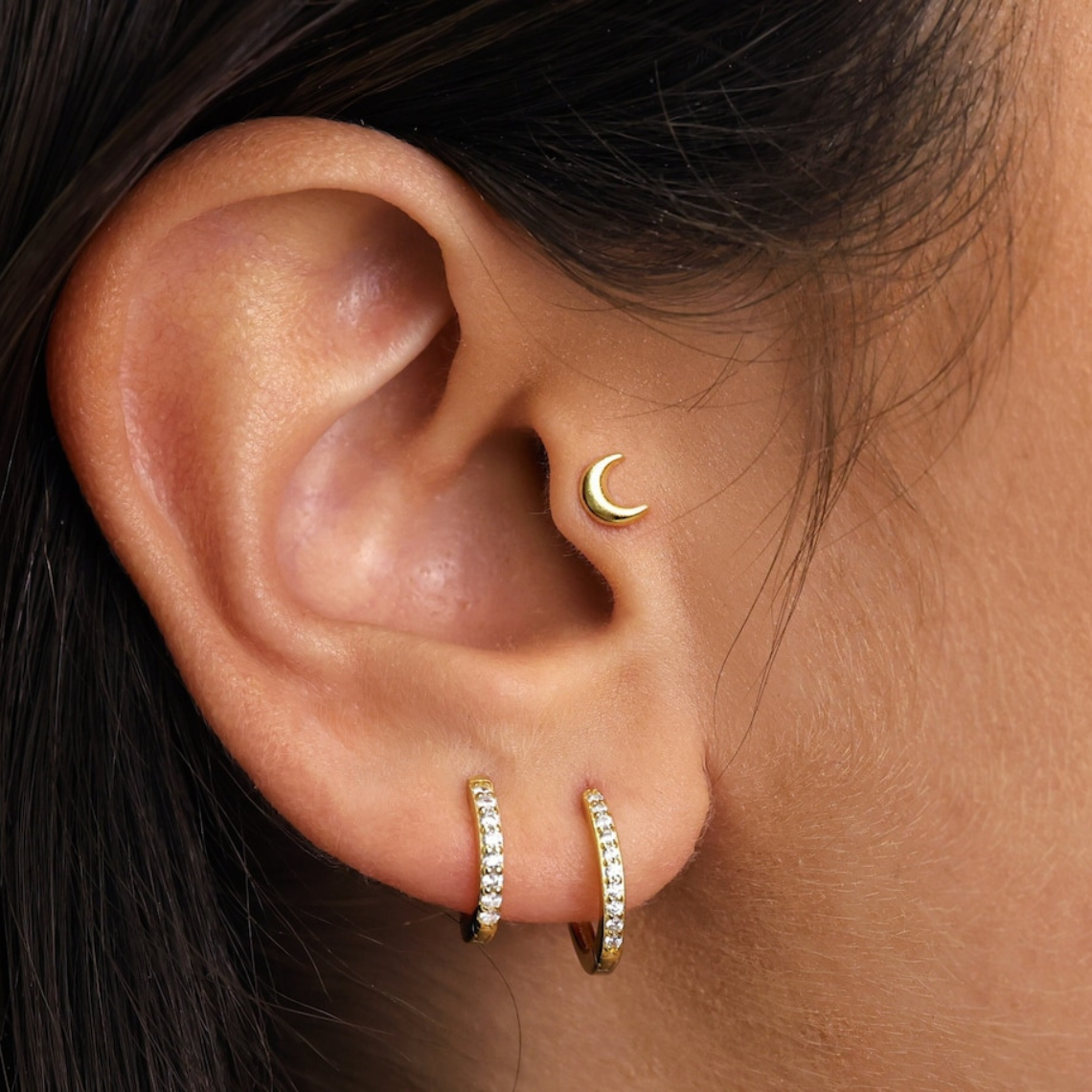 Tiny moon earrings