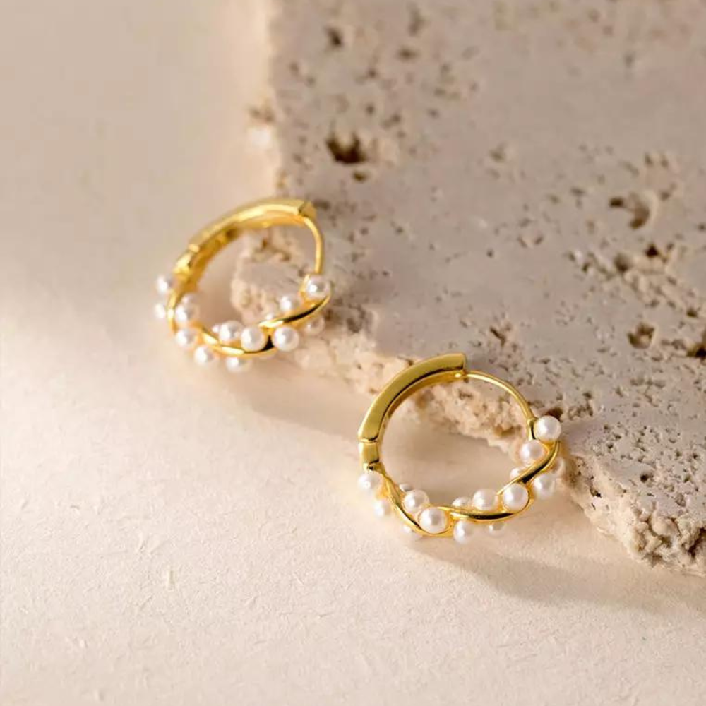 Round bead drop earrings