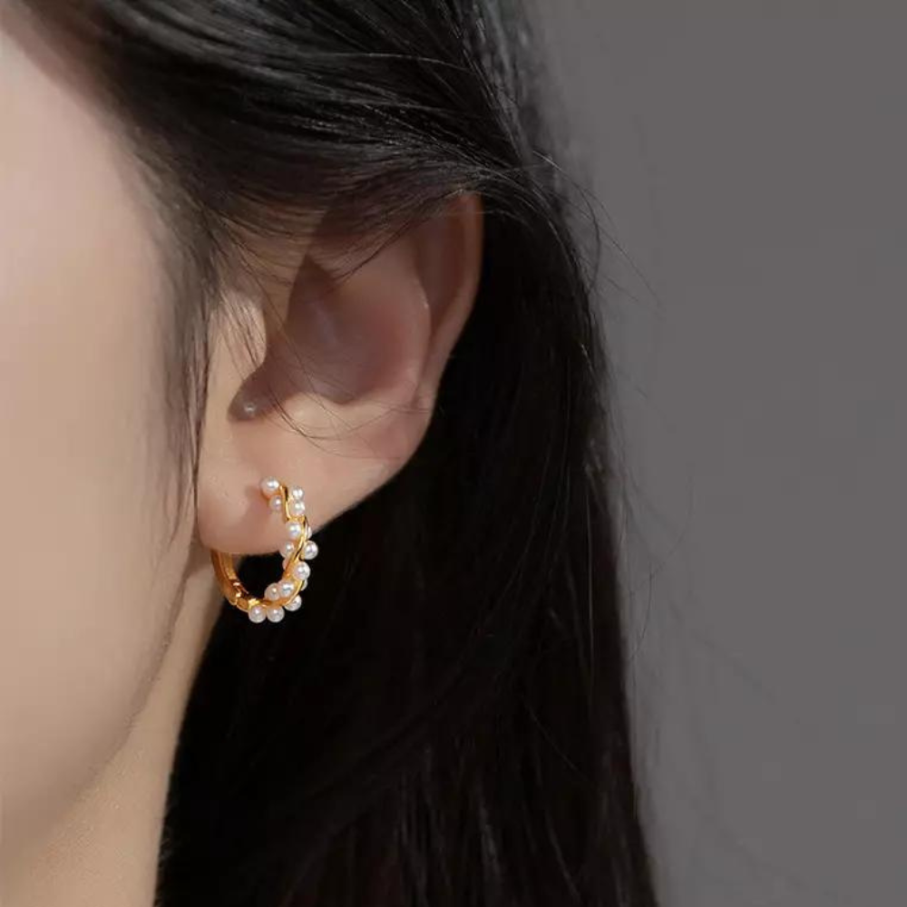 Round bead drop earrings