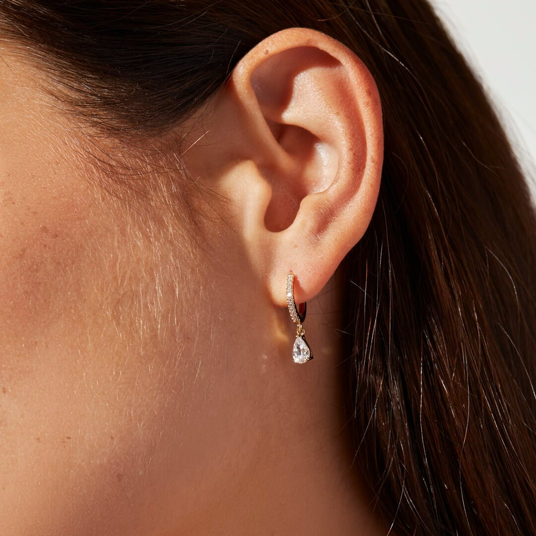 Drop huggie earrings
