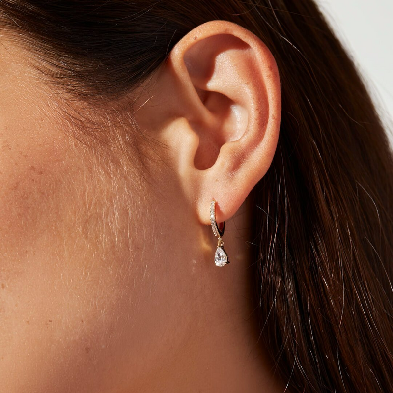 Drop huggie earrings