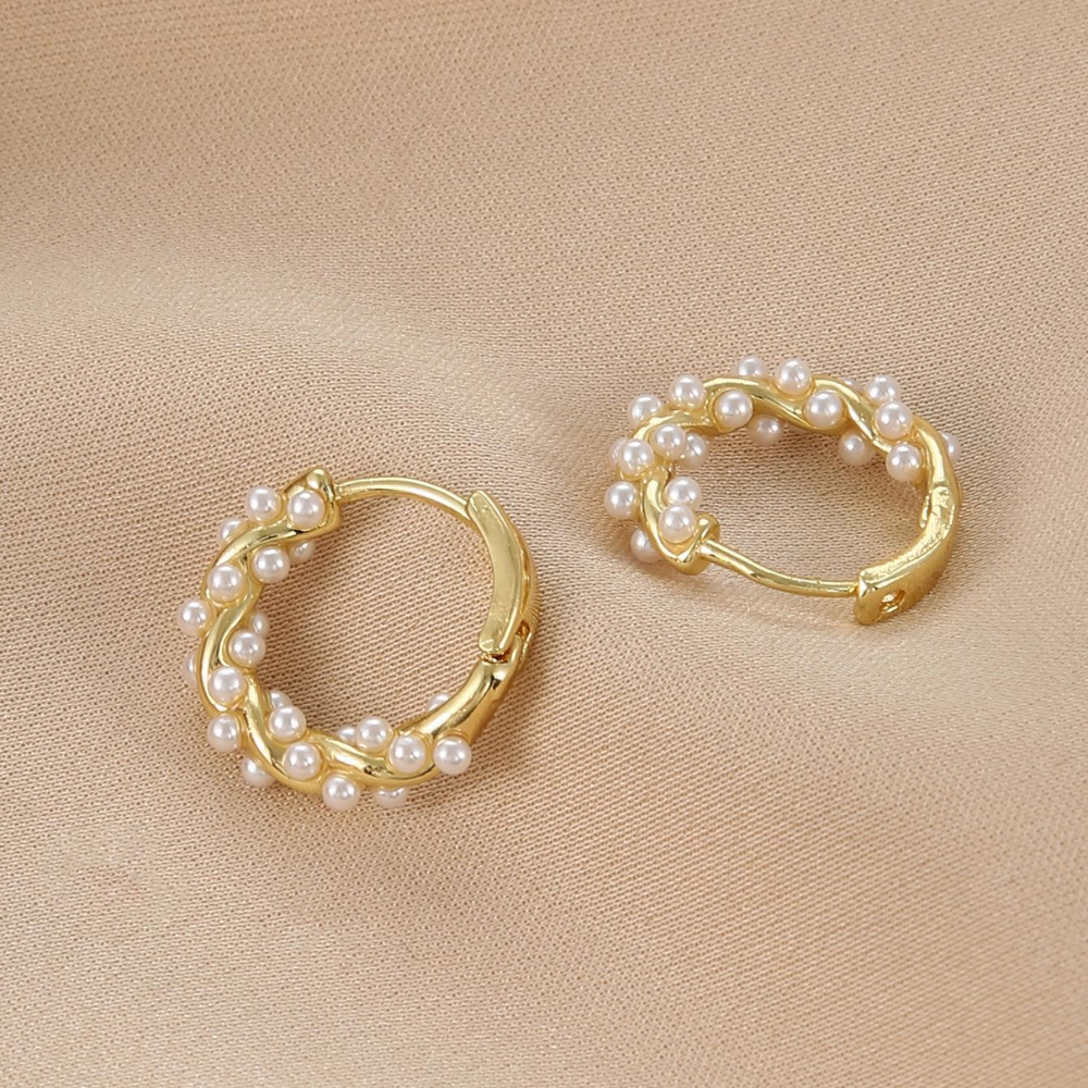 Round bead drop earrings