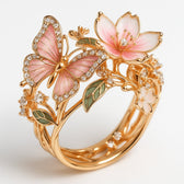 Women's Butterfly Ring featuring Decorative Stone Details