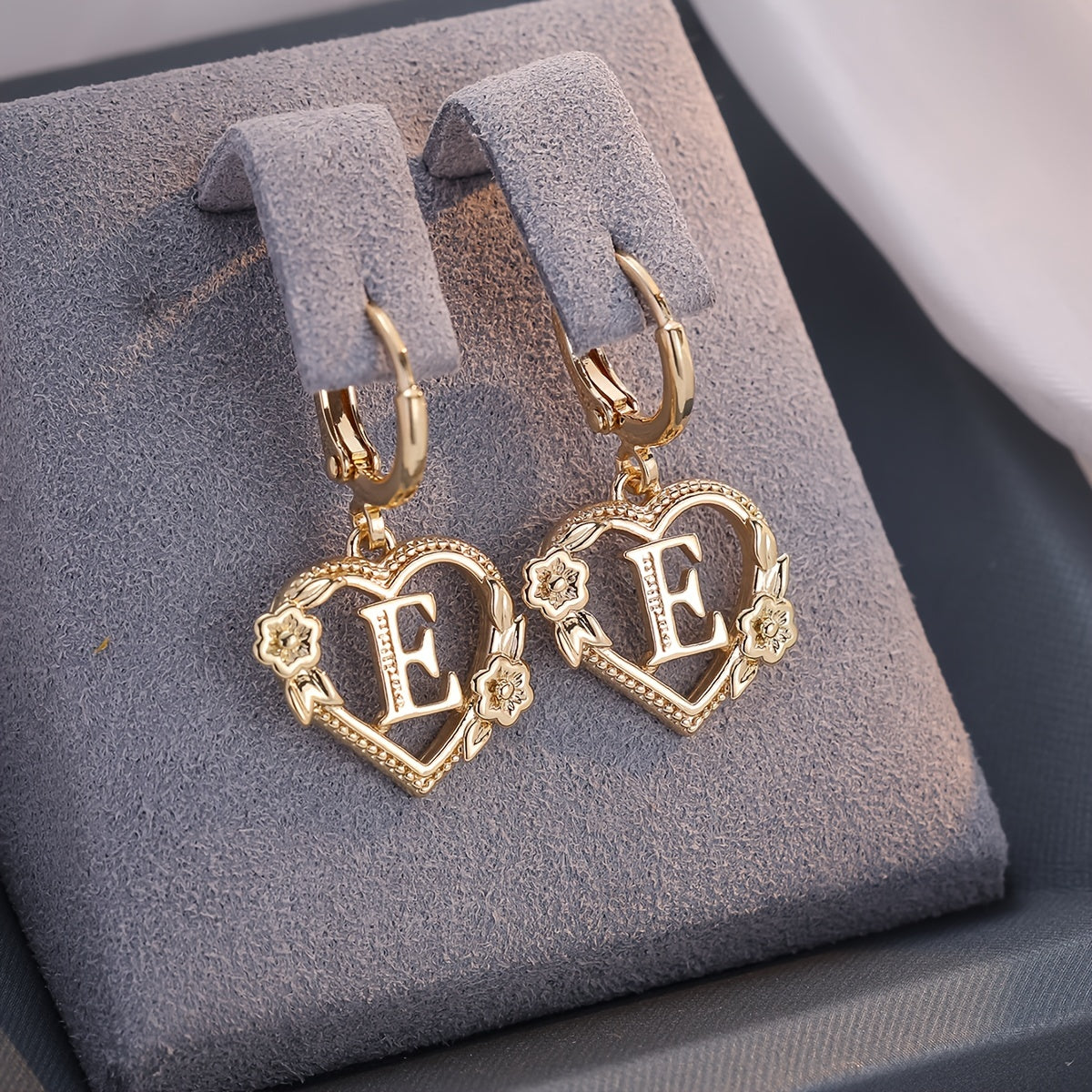 Women's Heart Hoops Featuring Initial and Floral Accents
