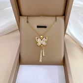 Women's Butterfly Necklace with Hanging Stone Features