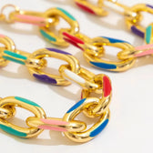 Women's 2-piece Chain Bracelet and Necklace Set with Colorful Accents
