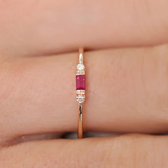 Women's Ring with Baguette Detail and Side Stone Accents