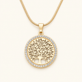 Women's Necklace Featuring Tree of Life Pendant and Circular Design