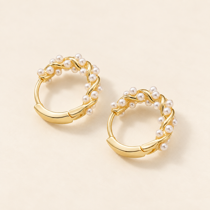 Women Twisted Earrings with Ball Detail - 1 Pair