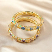 Open Flower Bracelet for Women with Enamel Details and Stone Accents