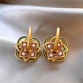 Women's Jhumka Earrings with Geometric Rangoli Design and Ornamental Details