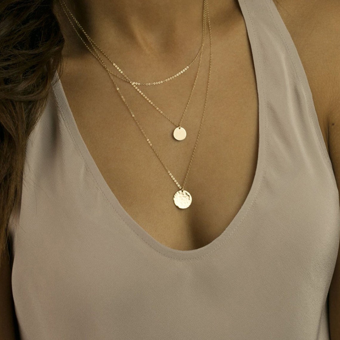 3-layer disc pendant necklace