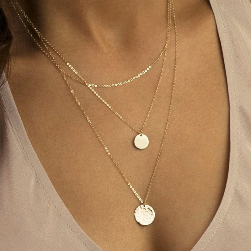 3-layer disc pendant necklace