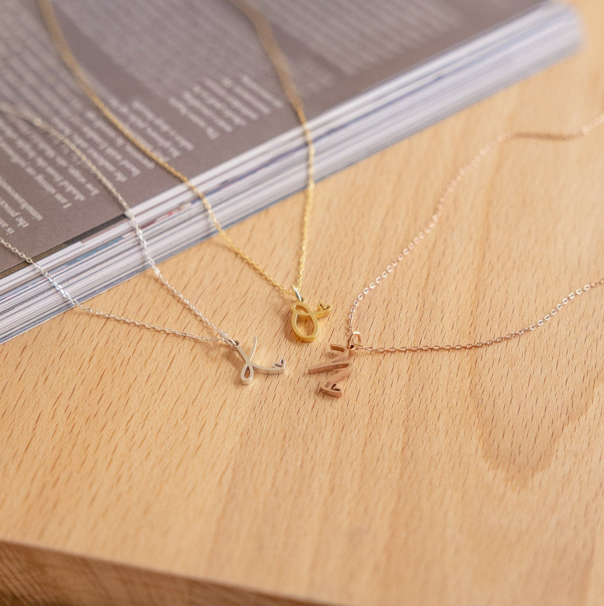 Letter necklace with heart
