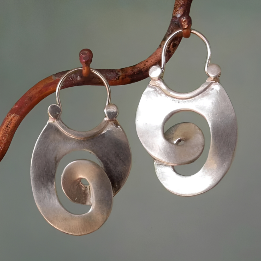 Women's Spiral Earrings with Vintage Style