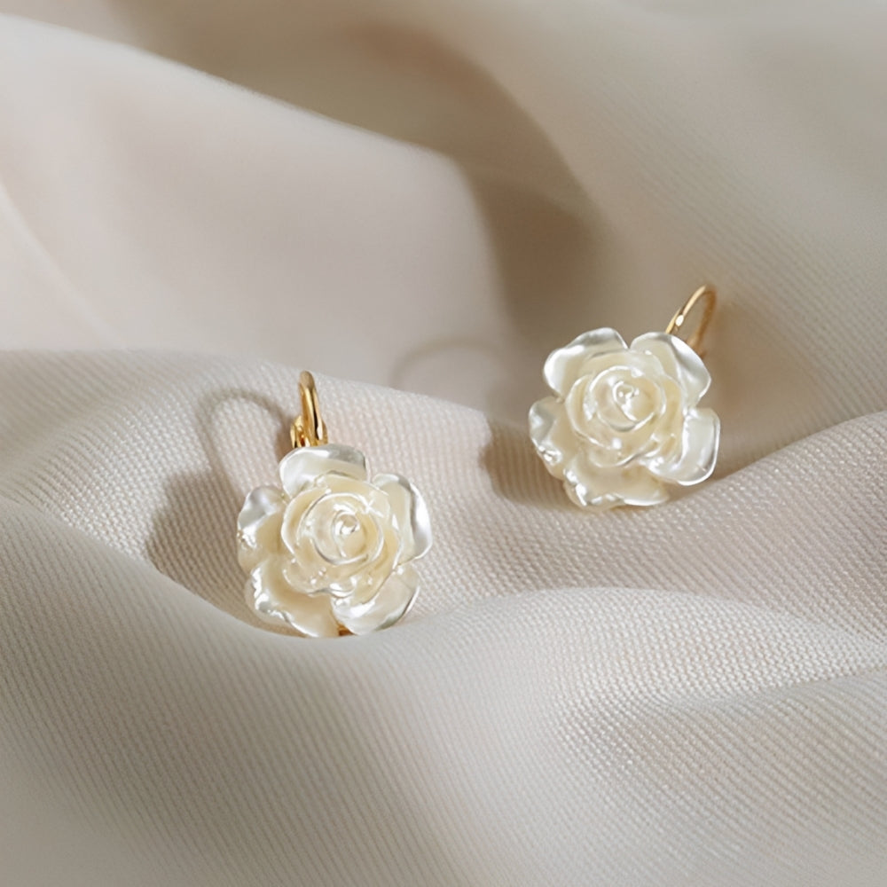 Women's Earrings Featuring Rose Pendant - Pair