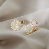 Women's Earrings Featuring Rose Pendant - Pair