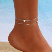 Raisa – Double chain anklet with hearts