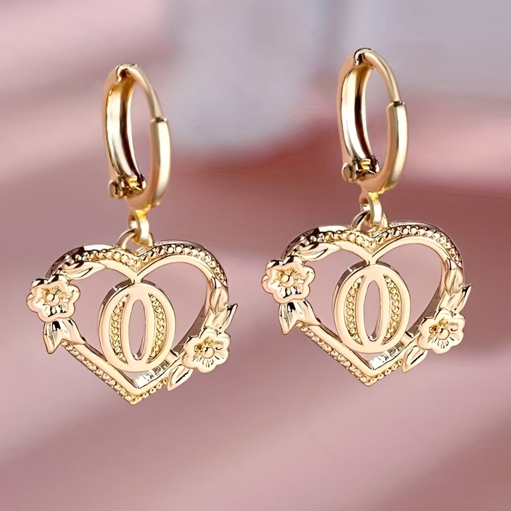 Women's Heart Hoops Featuring Initial and Floral Accents