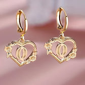 Women's Heart Hoops Featuring Initial and Floral Accents