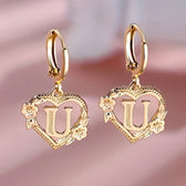Women's Heart Hoops Featuring Initial and Floral Accents