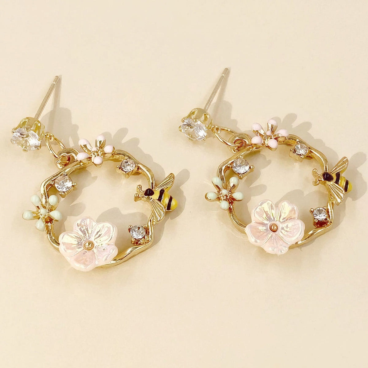 Women Earrings with Flower Crown Design (Pair)
