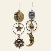 Women Sun and Moon Earrings in Mismatch Design (Pair)