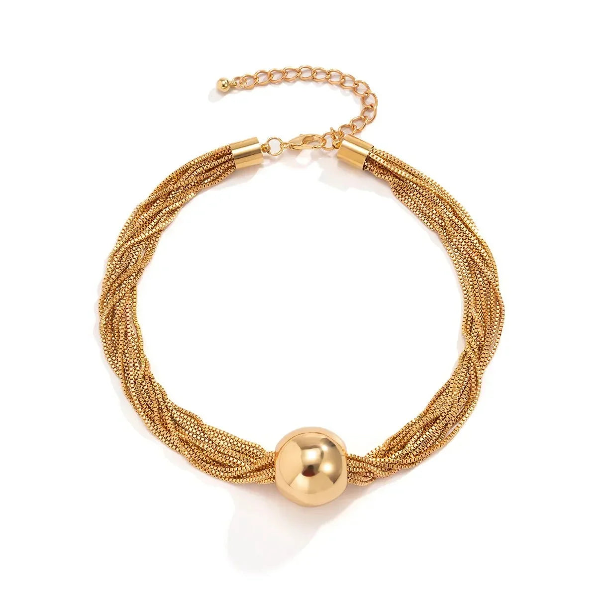 Women's 2-piece Necklace and Bracelet Set with Layered Chain Design and Ball Detail