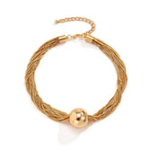 Women's 2-piece Necklace and Bracelet Set with Layered Chain Design and Ball Detail