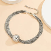 Women's 2-piece Necklace and Bracelet Set with Layered Chain Design and Ball Detail