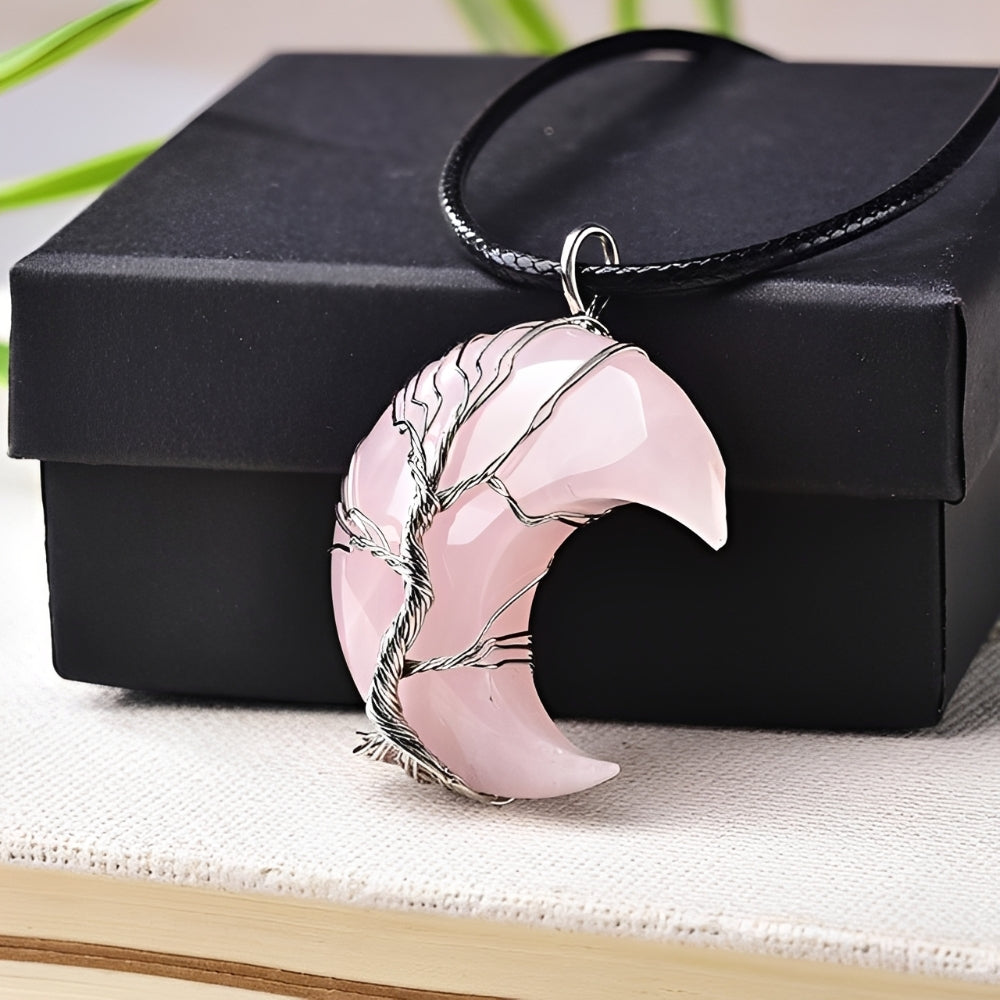 Ladies Necklace with Tree of Life and Moon Pendant