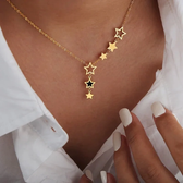 Women's Star Necklace with Various Charms and Asymmetrical Star Design