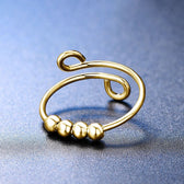 Women Adjustable Fidget Ring with Four Moving Beads