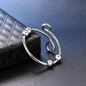 Women Adjustable Fidget Ring with Four Moving Beads